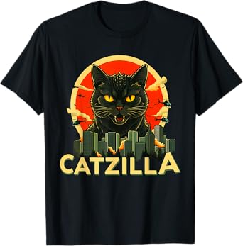 Catzilla Cat Japanese Art Funny Cat Gifts For Men Women Kids T-Shirt
