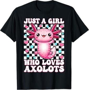 Groovy Axolotl Kawaii Just A Girl Who Loves Axolotls T-Shirt