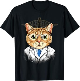 Doctor Cat Kitten Surgeon Physician Dr MD Animal Cat Lover T-Shirt