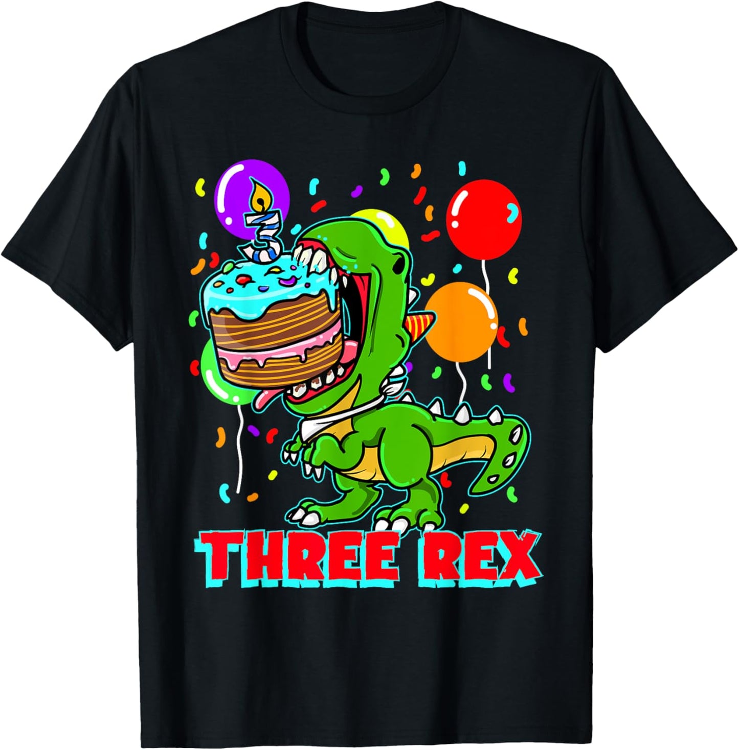 Three Rex Birthday 3th Birthday Dino Party Dino T-Shirt