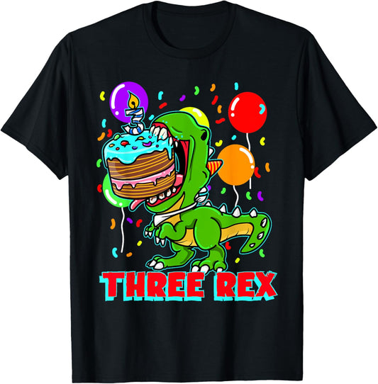 Three Rex Birthday 3th Birthday Dino Party Dino T-Shirt