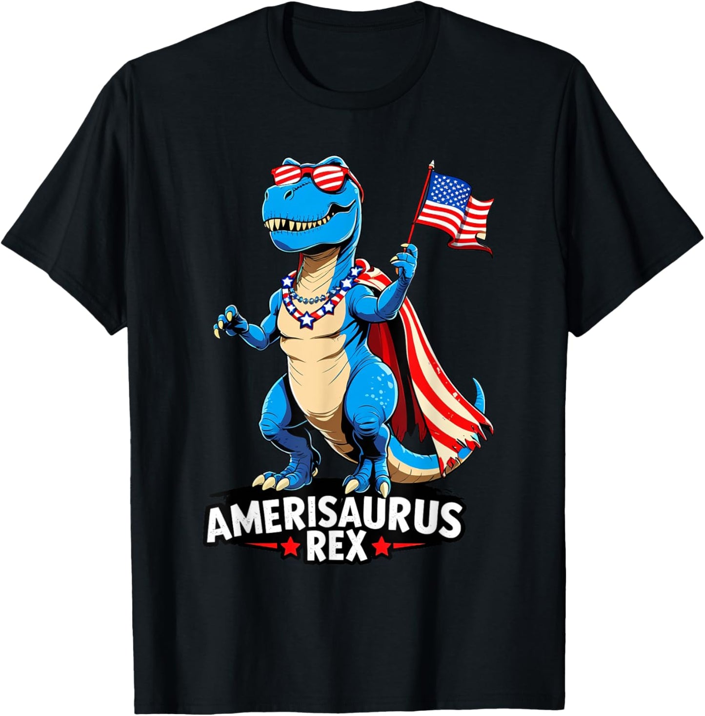 4th of July Amerisaurus Rex Funny Dinosaur USA Flag T-Shirt