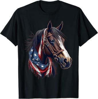 USA 4th Of July Horse on Patriotic American Horse T-Shirt