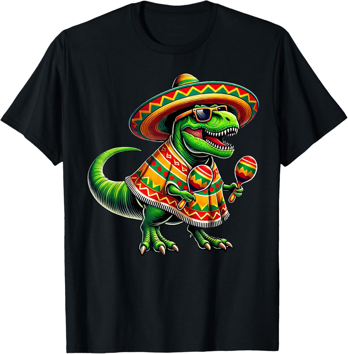 Cinco De Mayo Dinosaur Poncho Mexican Fiesta Celebration T-Shirt