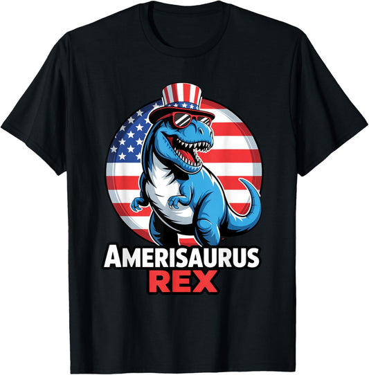 Dinosaur 4th of July Men Women Boys Girls Amerisaurus T Rex T-Shirt