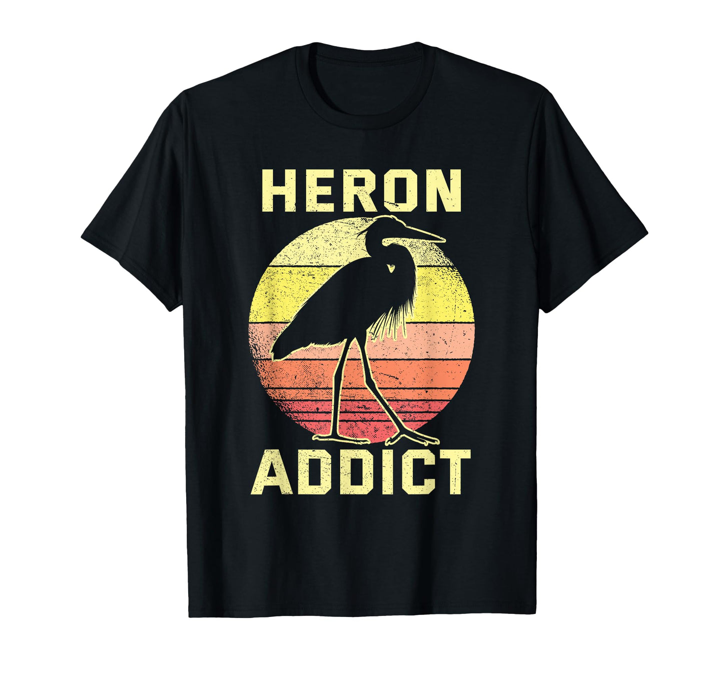 Retro Birding Heron Addict Blue Heron T-Shirt