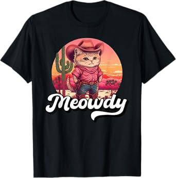 Meowdy Texas Cat Meme Country Music Cowgirl Cute Cat T-Shirt