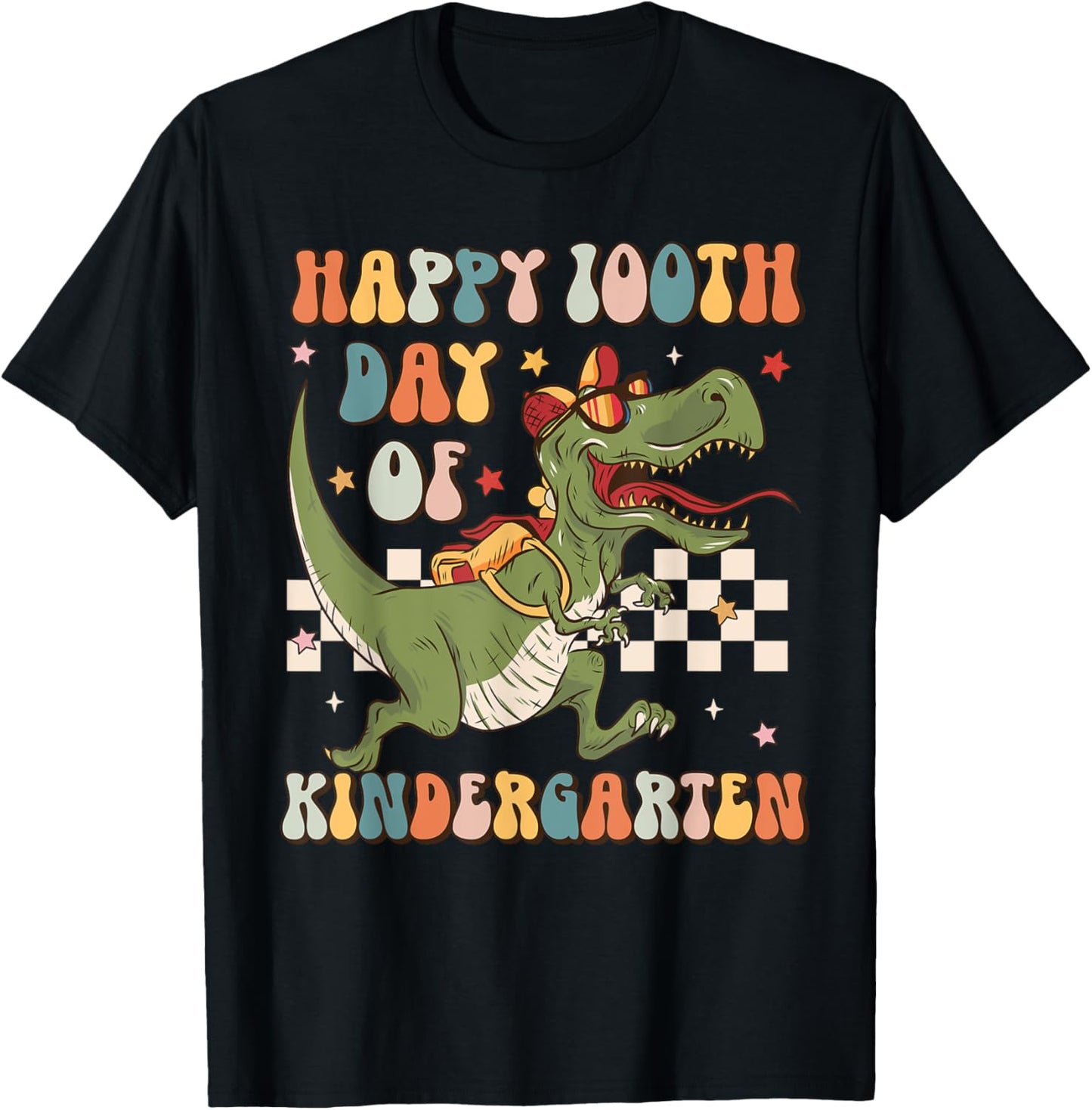Retro 100th Day of Kindergarten 100 Days Of School Trex Kids T-Shirt