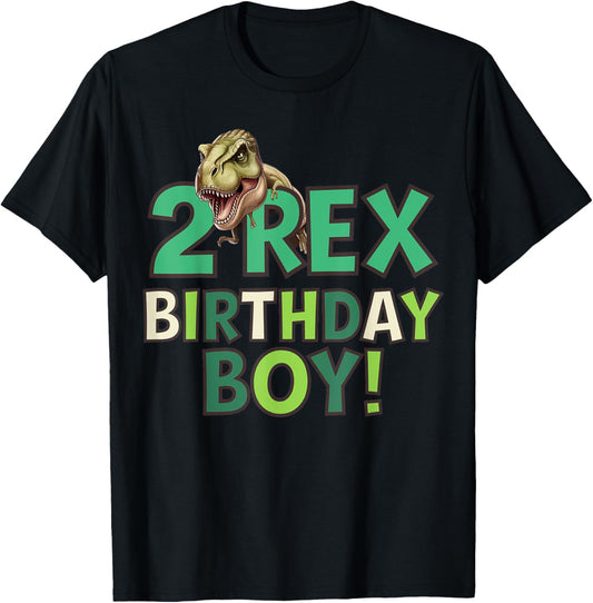Two Rex 2nd Birthday Second Dinosaur 2 Year Old kids T-Shirt