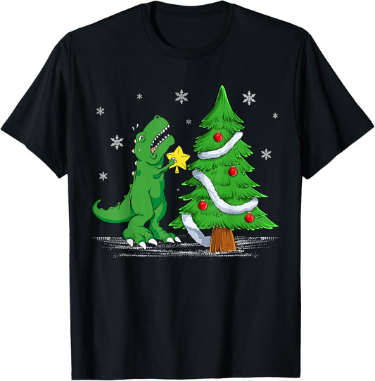 Funny Struggle Is Real Dinosaur T-Rex Dino Christmas Tree T-Shirt