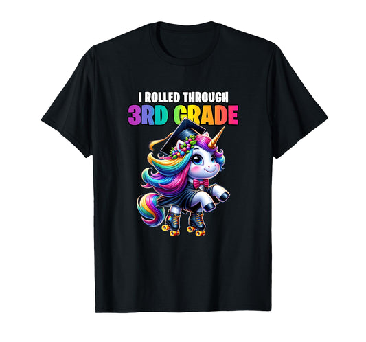 Graduation 3rd Grade Unicorn Roller Skate Girls Grad T-Shirt