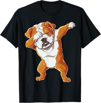 Dabbing English Bulldog T shirt Boys Dab Dance Puppy Lover T-Shirt