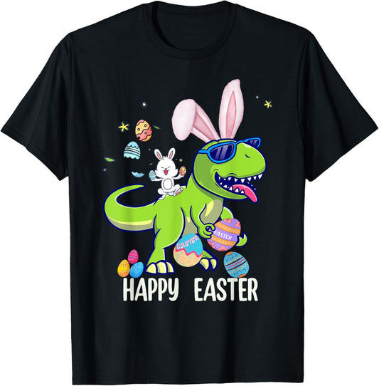 Easter Dinosaur Bunny Ears Easter Shirts For Kids Boys Girls T-Shirt