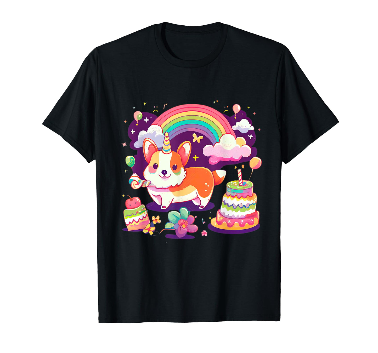 Corgi Unicorn Rainbow Cake T-Shirt