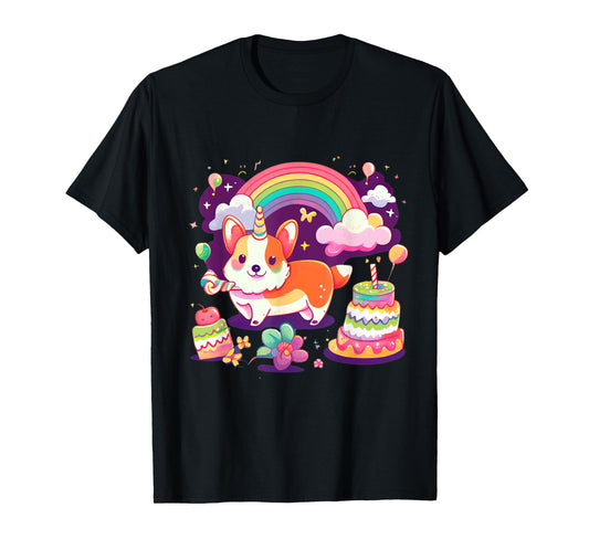 Corgi Unicorn Rainbow Cake T-Shirt