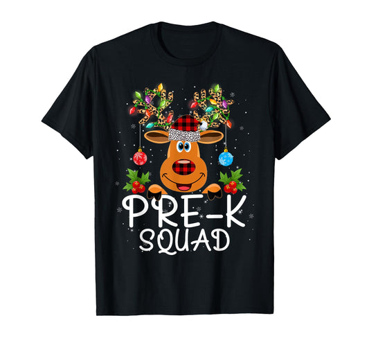 Pre-Kindergarten Squad Teacher Student Reindeer Christmas T-Shirt