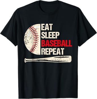 Eat Sleep Baseball Repeat Funny Baseball Player T-Shirt