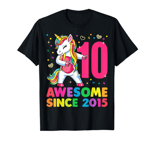 10 Years Old Unicorn Flossing 10th Birthday Girl Gift Party T-Shirt