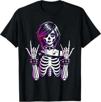 Goth Girl, Funny Emo Punk Skeleton, Grunge T-Shirt