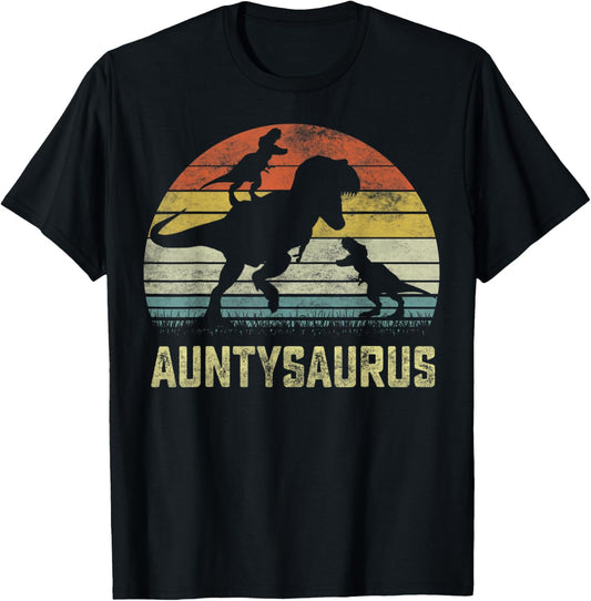 Aunty Saurus T Rex Dinosaur Aunty 2 kids Family Matching T-Shirt