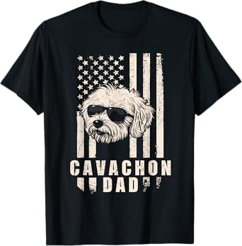 Cavachon Dog Dad American Flag Gifts for Best Father Men T-Shirt