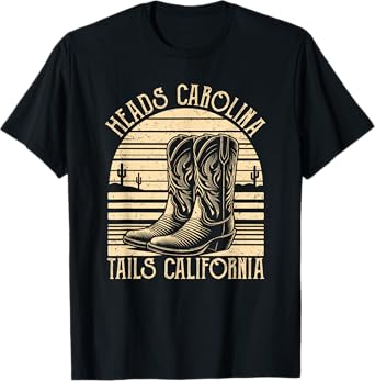 Heads Carolina Tail California Retro Vintage Country T-Shirt