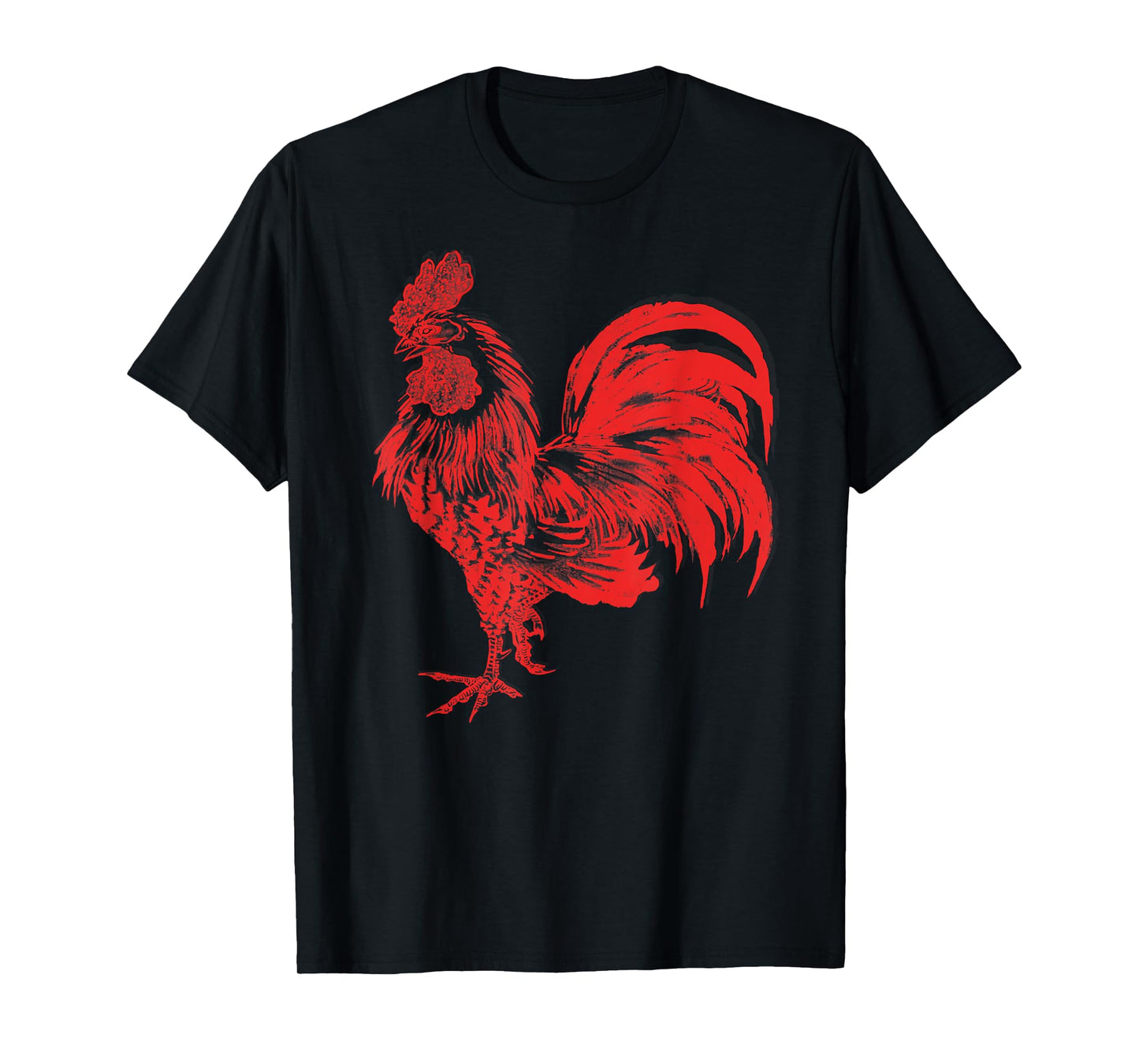 Men's Red Rooster Shirt Cocky Vintage Rooster Tee T-Shirt