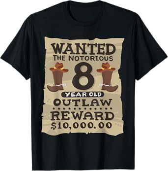 8 Year Old Cowboy 8th Birthday Party Wild West Western Kids T-Shirt