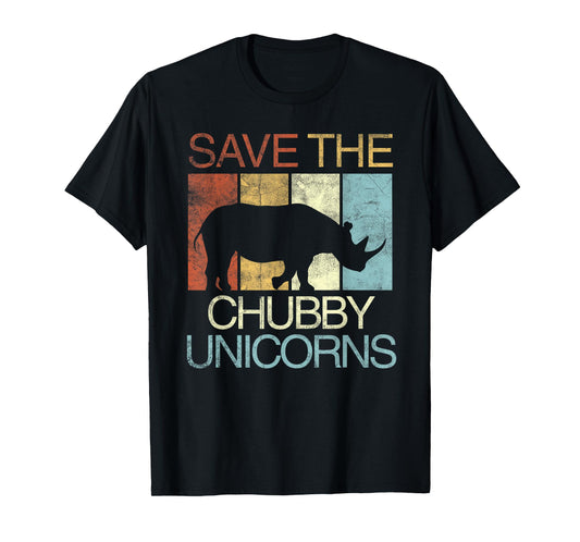 Save The Chubby Unicorns T-Shirt Retro Vintage Colors T-Shirt