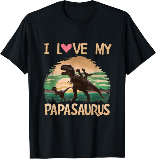 I Love My Papasaurus Dinosaur Grandpa Funny Father's Day T-Shirt