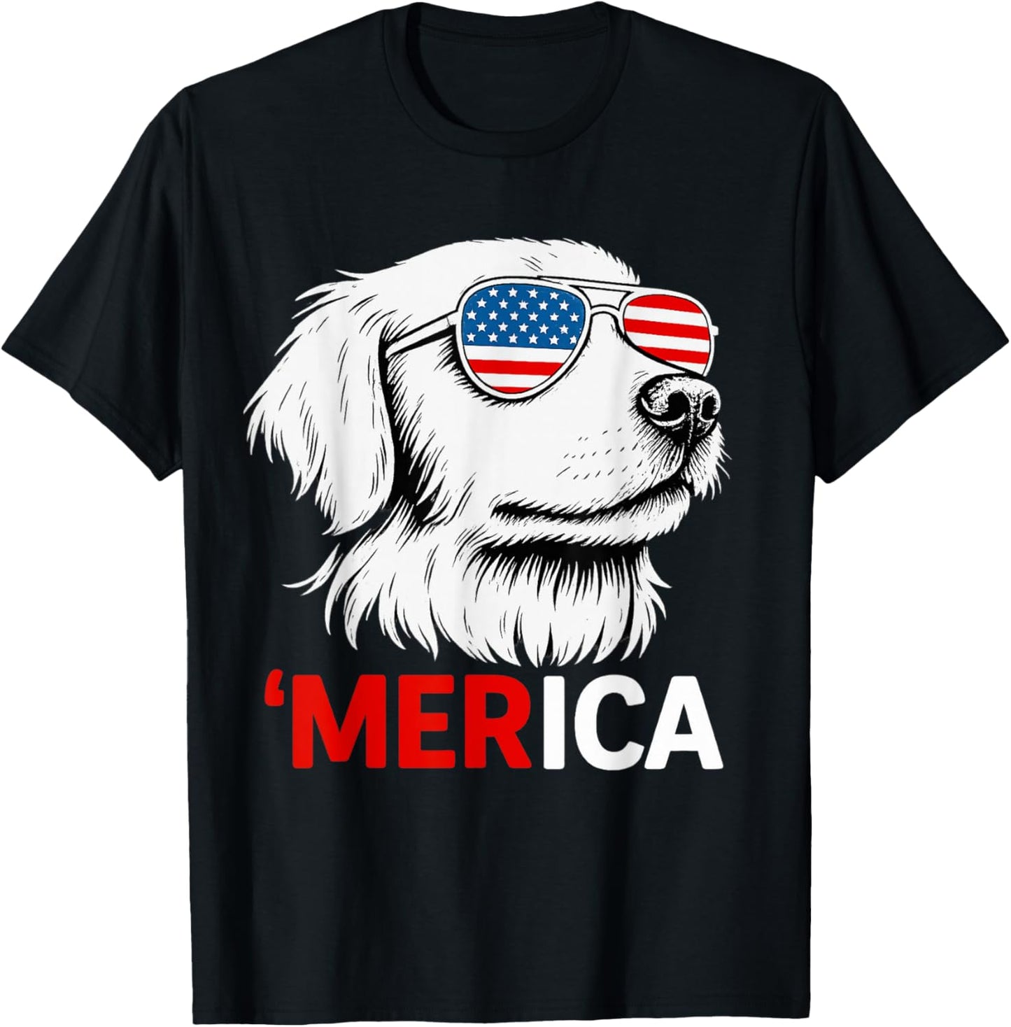 Golden Retriever 4th of July Merica Patriotic Dog USA T-Shirt