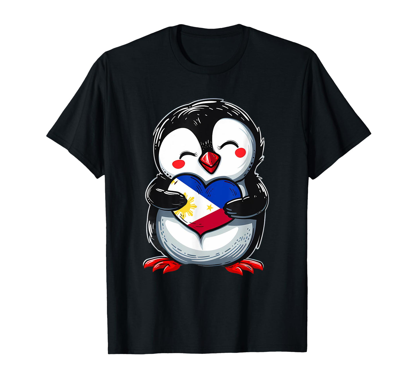 Philippines Flag Heart Penguin Filipino Pride Filipino Roots T-Shirt
