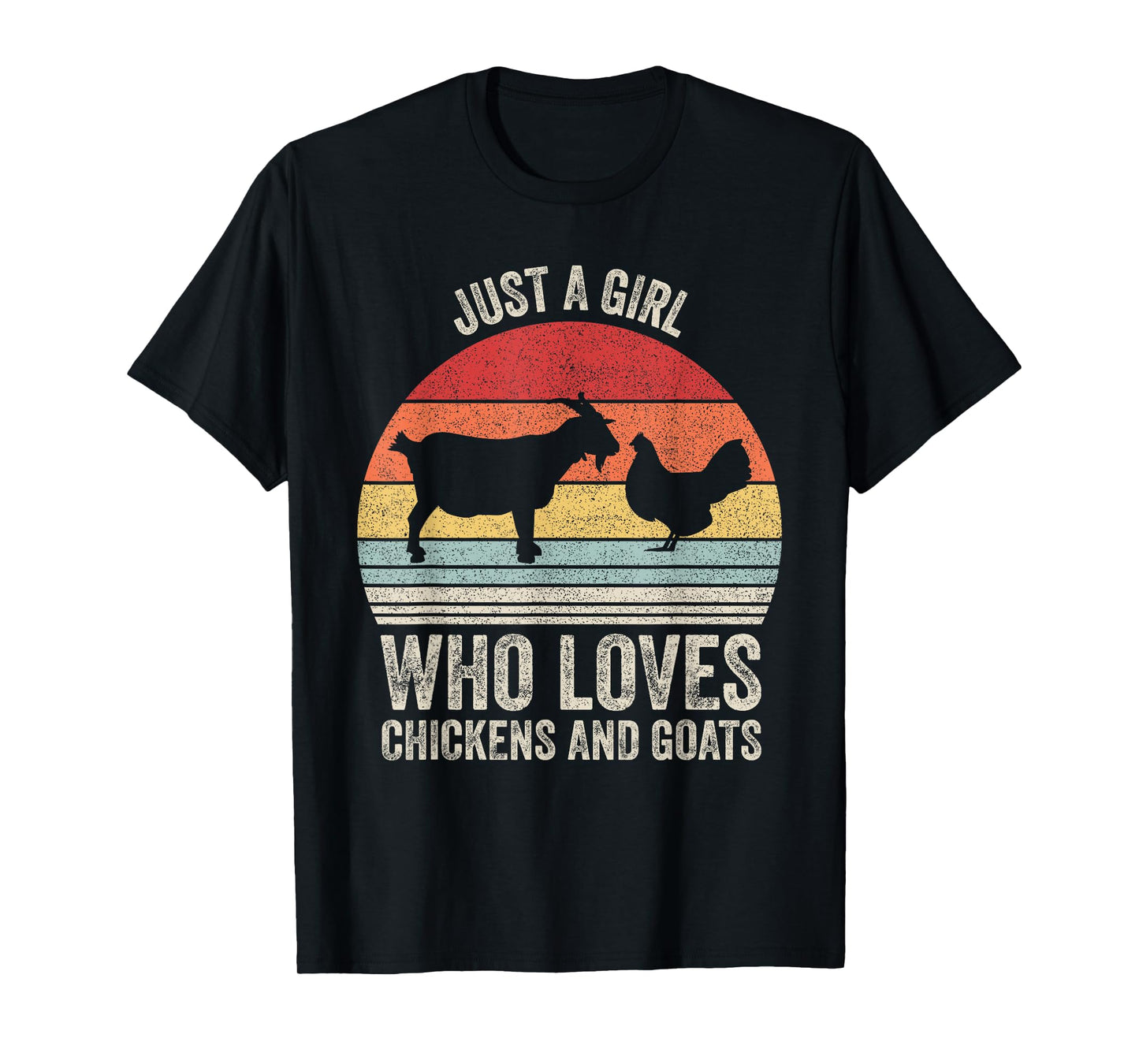 Retro Just A Girl Who Loves Chickens And Goats Farmer Girl T-Shirt