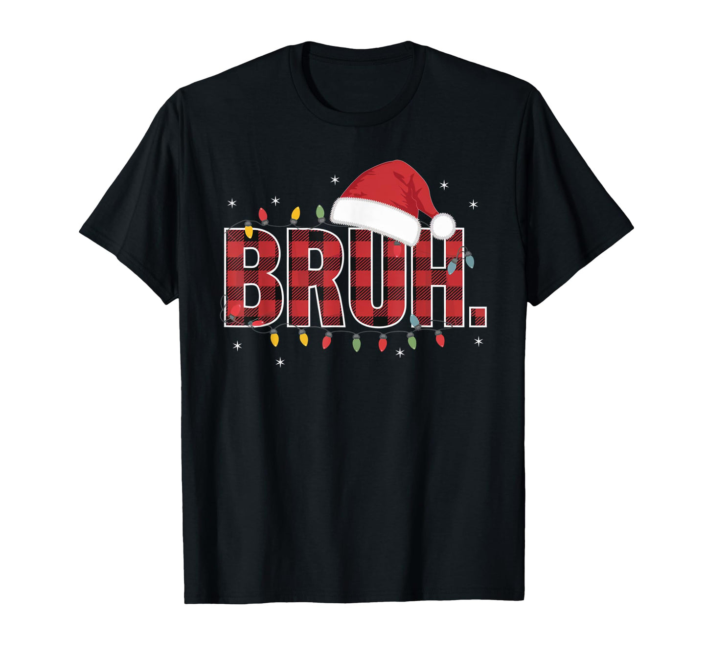 Bruh Funny Christmas Plaid Teens Boys Kids Xmas Pajamas T-Shirt