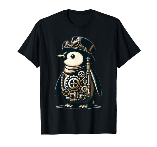 Cool Steampunk Aesthetic Penguin Lover Vintage Penguin T-Shirt