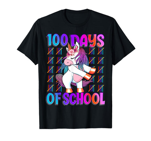 100 Magical Day of School And Still Awesome 100 Days Smarter Unicorn Kids School Shirt Black Unisex Kids T-Shirt Small