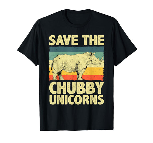 Cool Rhino For Men Women Save The Chubby Unicorn Rhinoceros T-Shirt