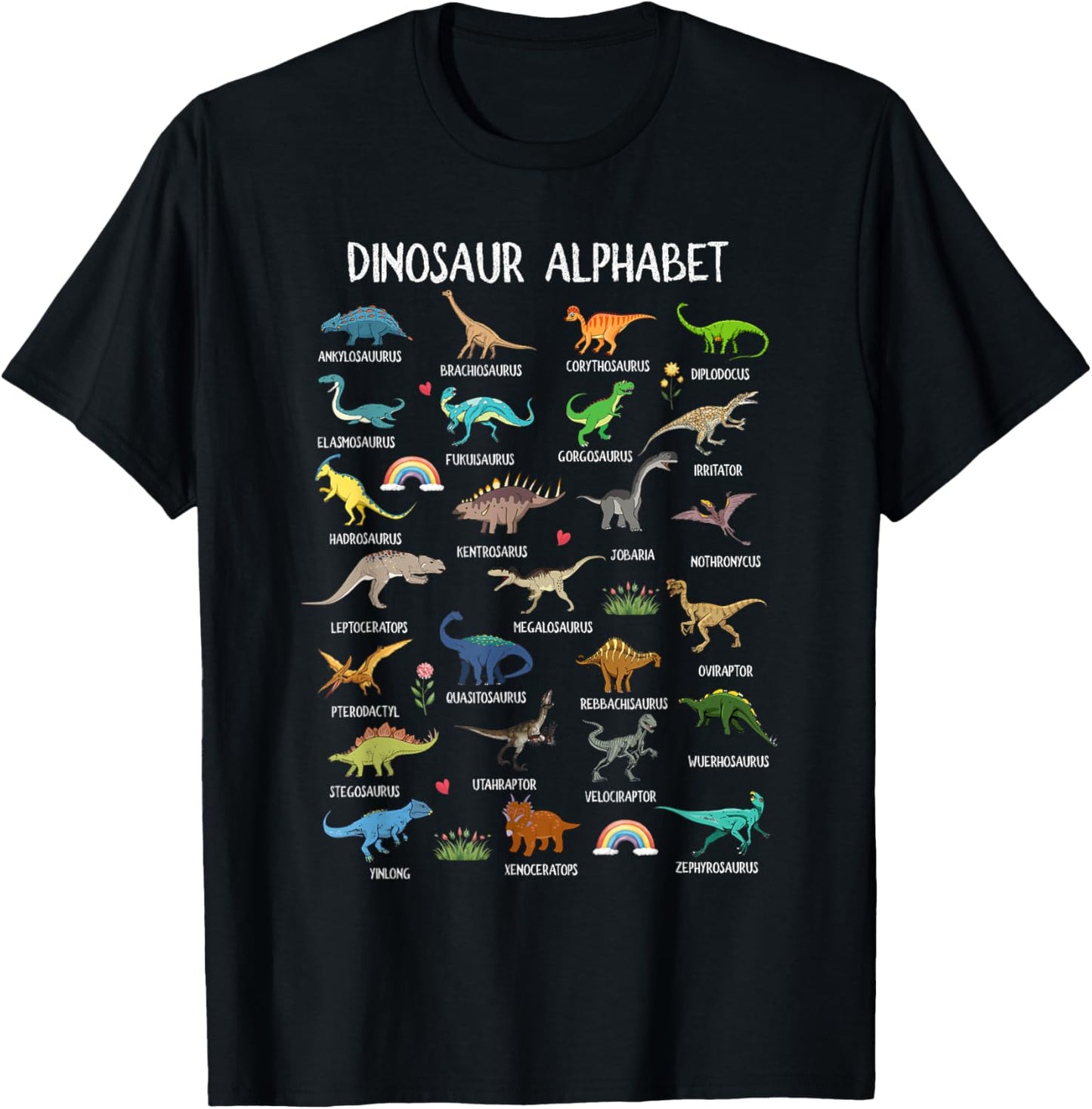 Back To School Types Of Dinosaurs Alphabet Identification T-Shirt