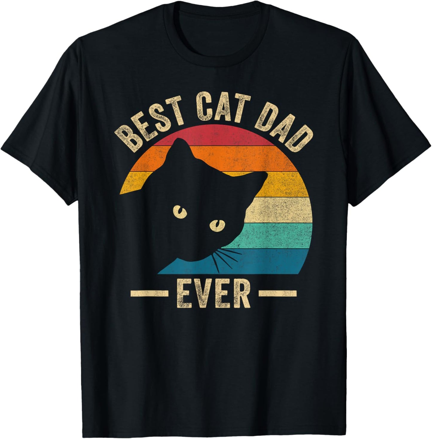 Retro Vintage Best Cat Dad Ever Funny Cat Daddy Father's Day T-Shirt