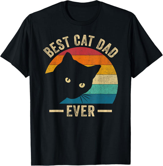 Retro Vintage Best Cat Dad Ever Funny Cat Daddy Father's Day T-Shirt