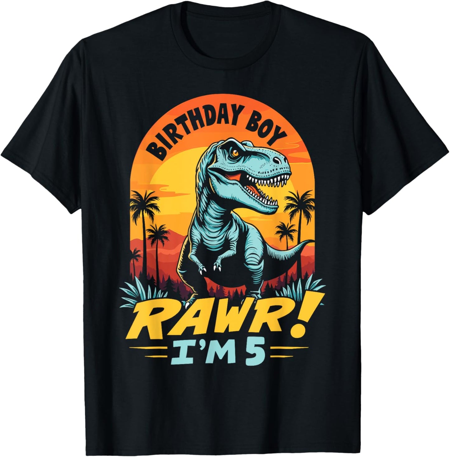 Rawr I'm 5 T-Rex Boys 5th Birthday Dinosaur Party Dino Lover T-Shirt