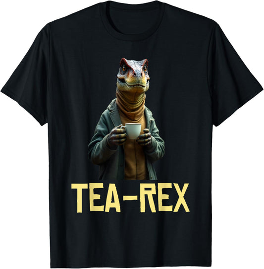 Funny Tea Rex Tee Dinosaur Design Tea Drinking Lover Graphic T-Shirt