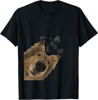 Rough Collie Gifts Funny Curious Dog T-Shirt, Men's Unisex Adults, Black, Short Sleeve, Classic Fit, Cotton Polyester, Novelty T-Shirt