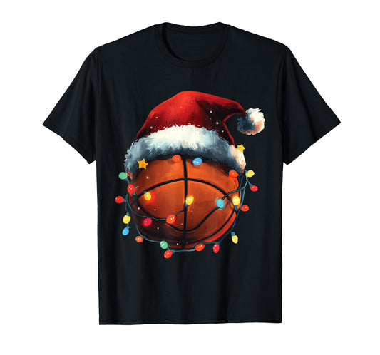 Basketball Player Xmas Santa Hat Basketball Funny Christmas T-Shirt