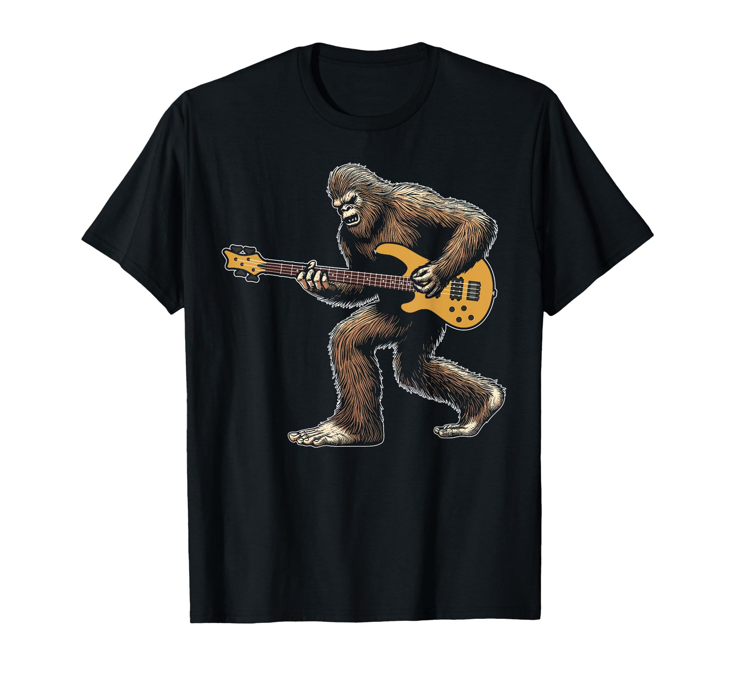 Bigfoot playing bass guitar lovers for men women guitarist T-Shirt