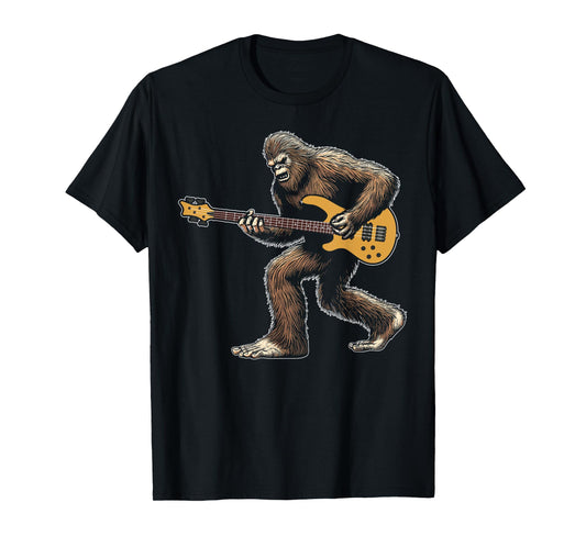Bigfoot playing bass guitar lovers for men women guitarist T-Shirt