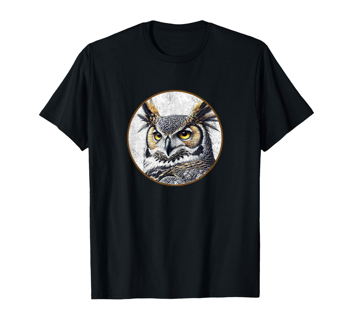 Colorful Retro Great Horned Owl Bird Design T-Shirt