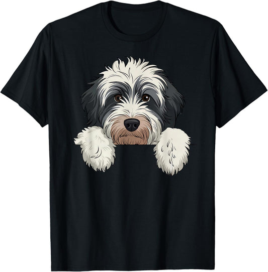 Cute Bernedoodle Peeking Doodle Puppy Dog Lover Men Women T-Shirt