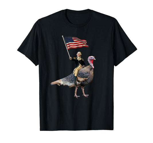George Washington Riding A Turkey Funny Thanksgiving T-Shirt