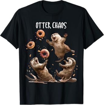 Otter Chaos Funny Bagel Fighting Sea Otters Pun Animal Lover T-Shirt